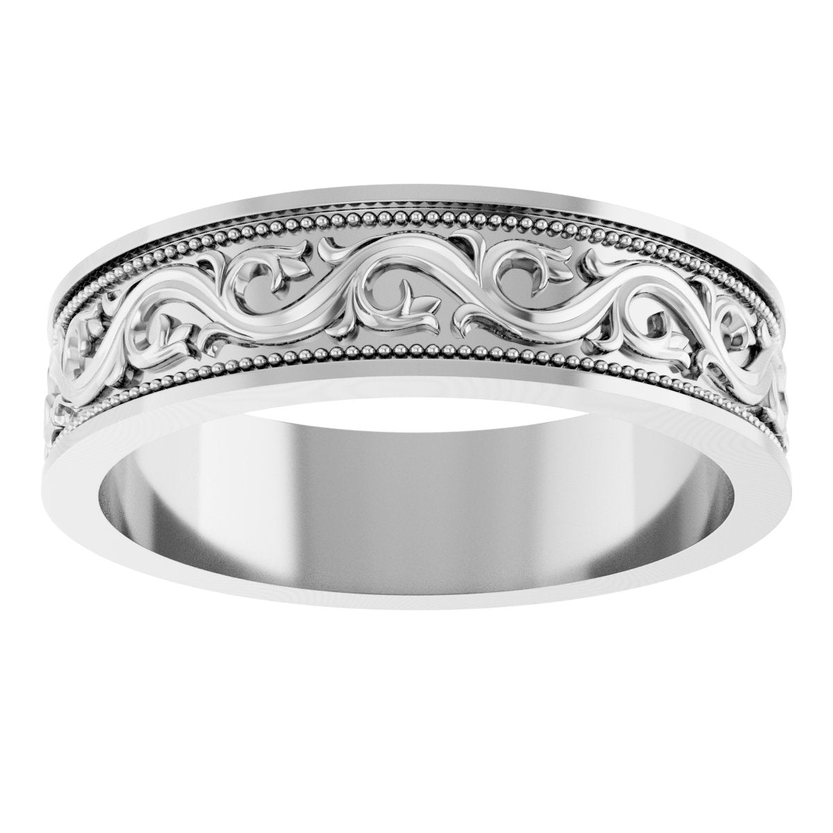 Milgrain Sculptural Flat Band