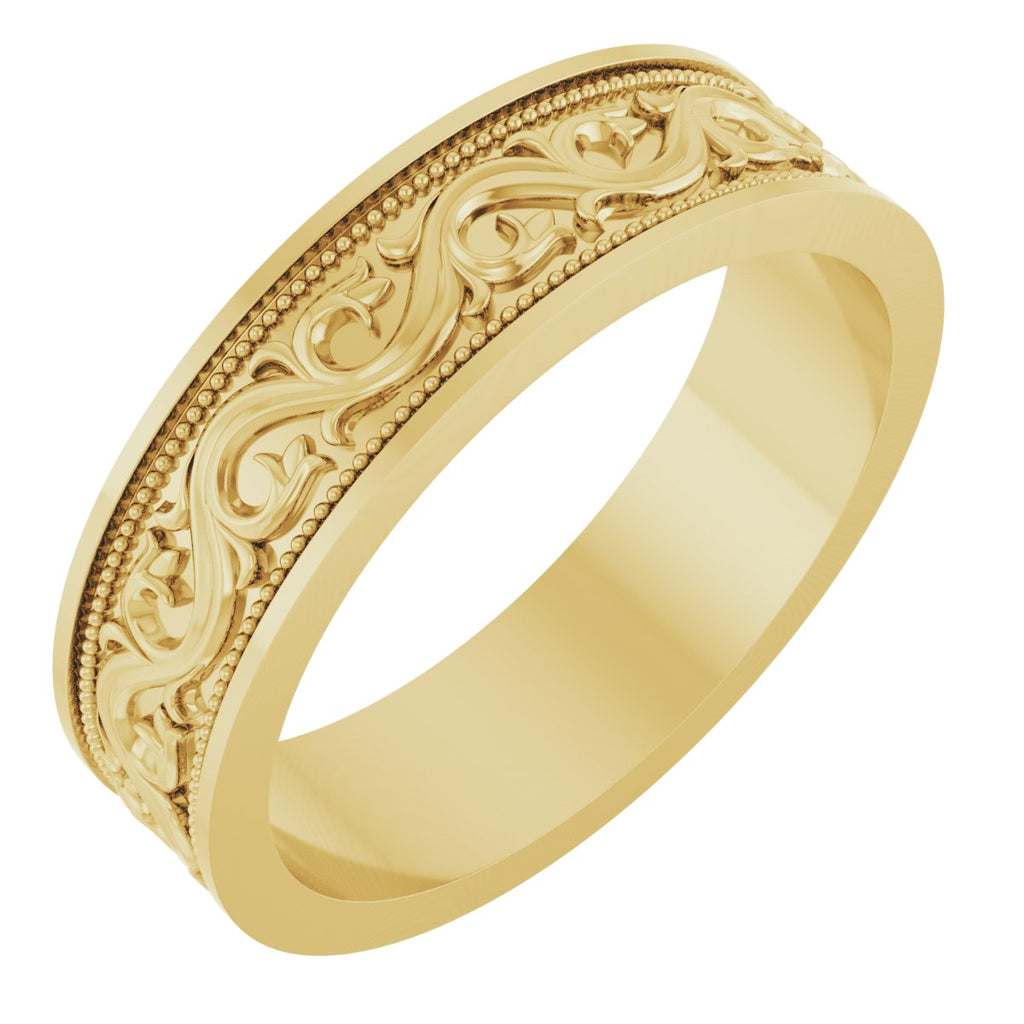 Milgrain Sculptural Flat Band