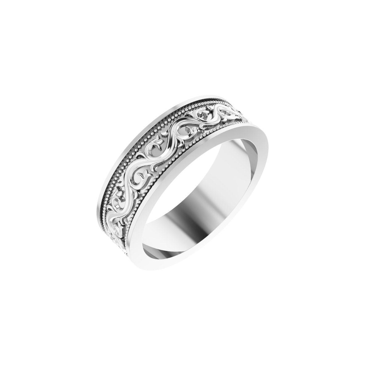 Milgrain Sculptural Flat Band