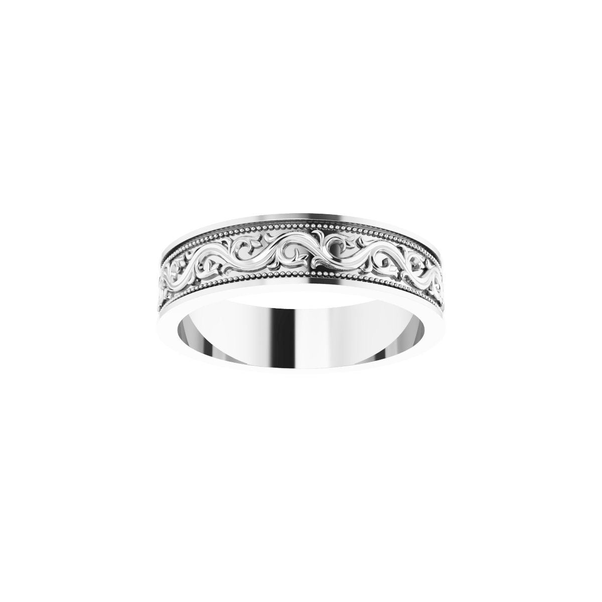 Milgrain Sculptural Flat Band