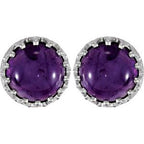 Round Cabochon Crown Earrings