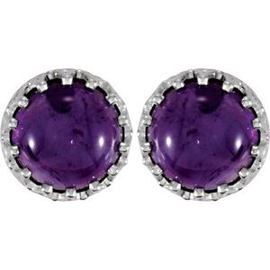 Round Cabochon Crown Earrings
