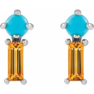 Two-Stone Bar Earrings