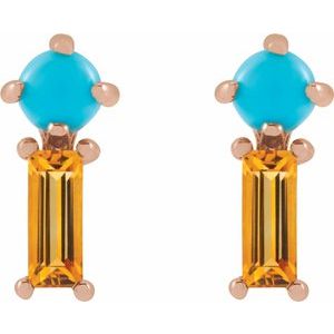 Two-Stone Bar Earrings