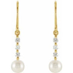 Accented Pearl Bar Earrings
