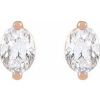 Oval 2-Prong Stud Earrings