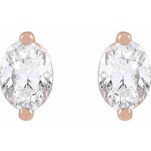 Oval 2-Prong Stud Earrings