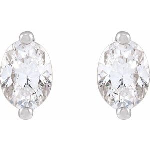Oval 2-Prong Stud Earrings