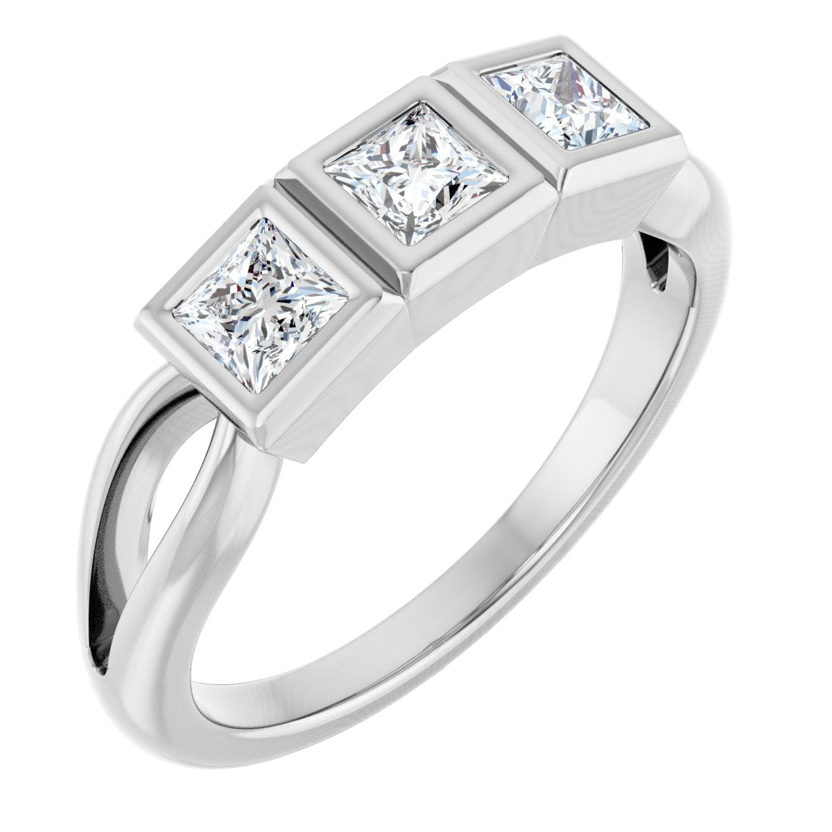 Bezel-Set Three-Stone Anniversary Band