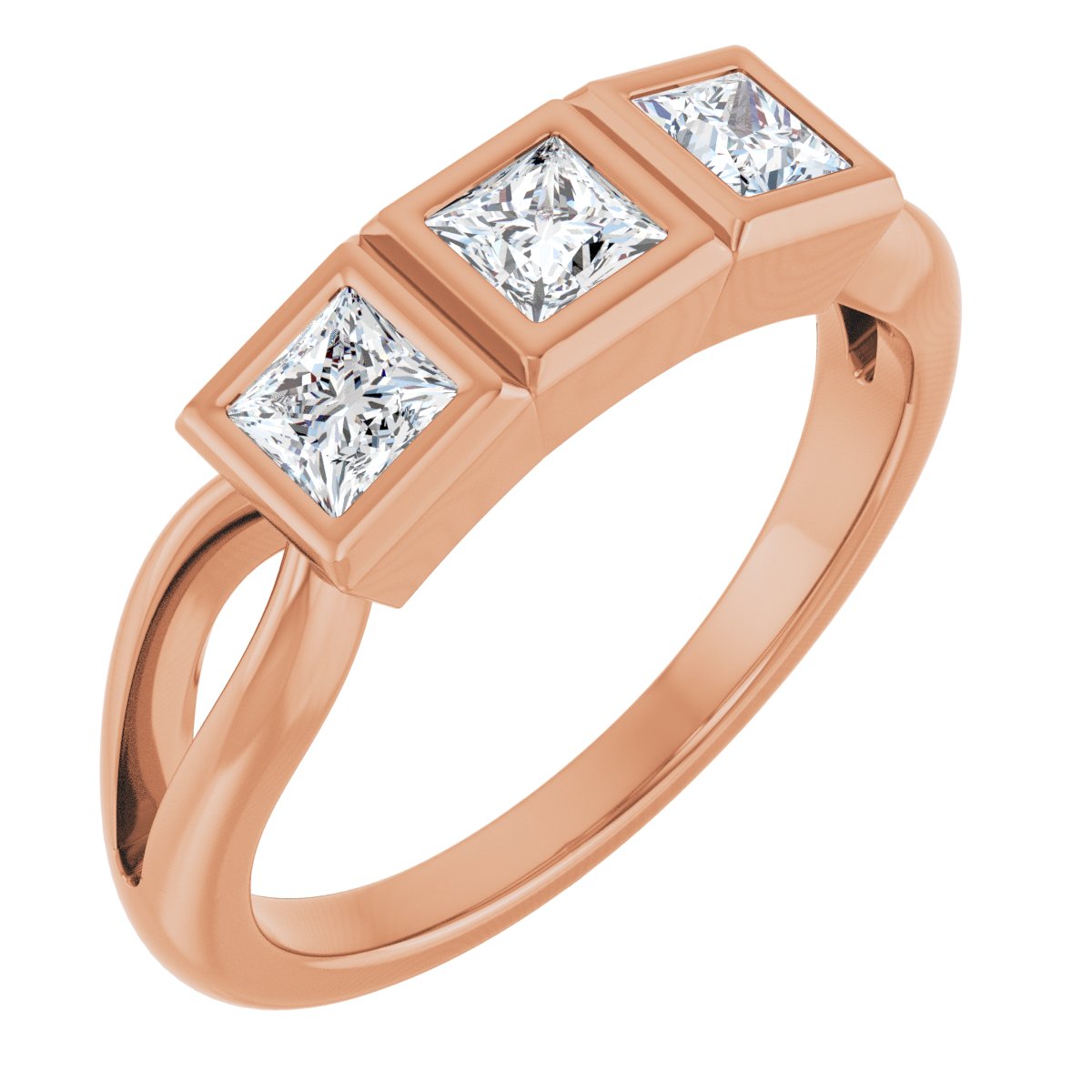 Bezel-Set Three-Stone Anniversary Band