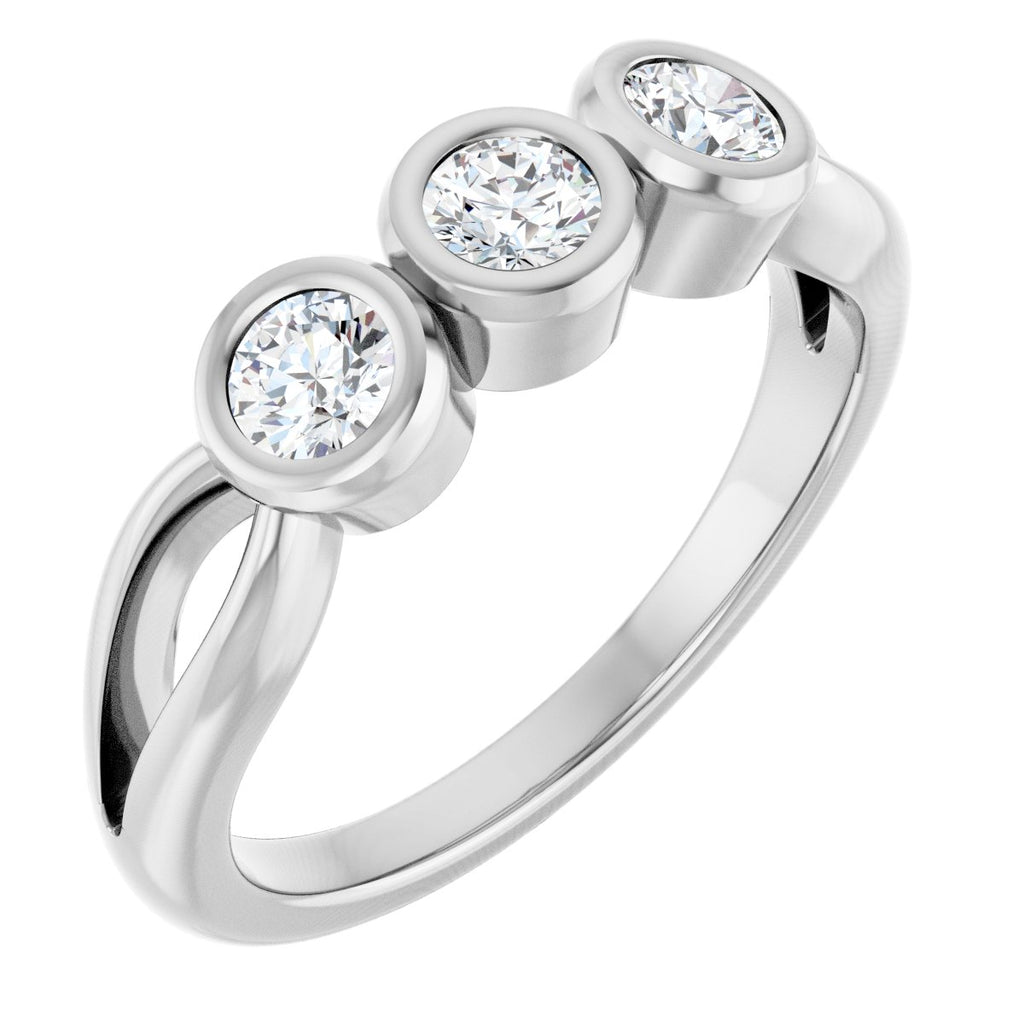 Bezel-Set Three-Stone Anniversary Band