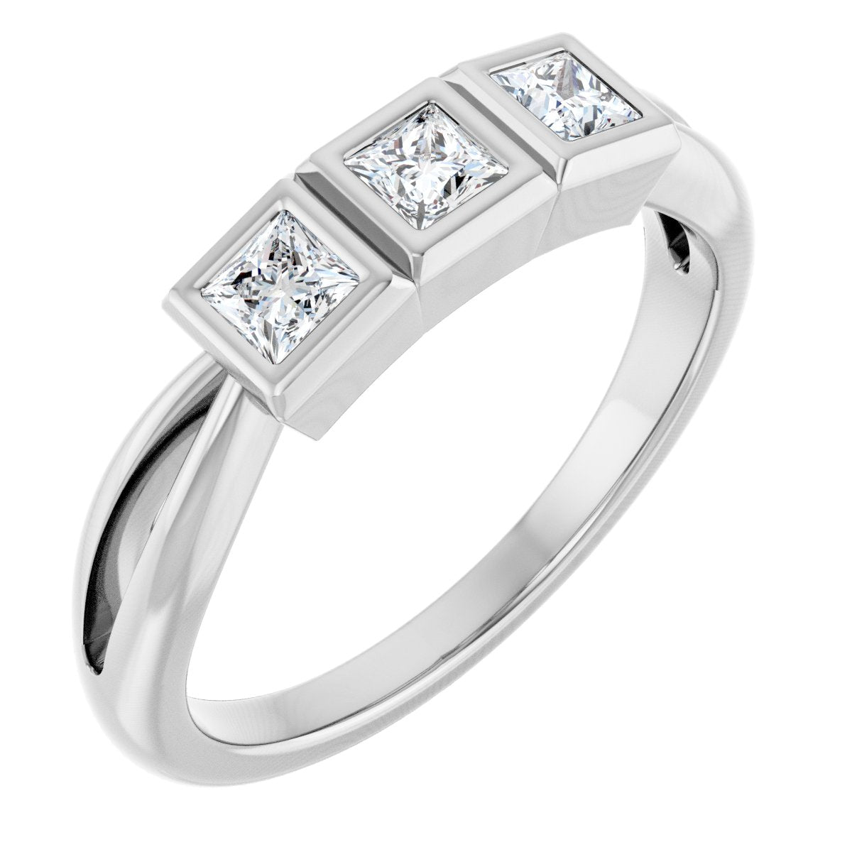 Bezel-Set Three-Stone Anniversary Band