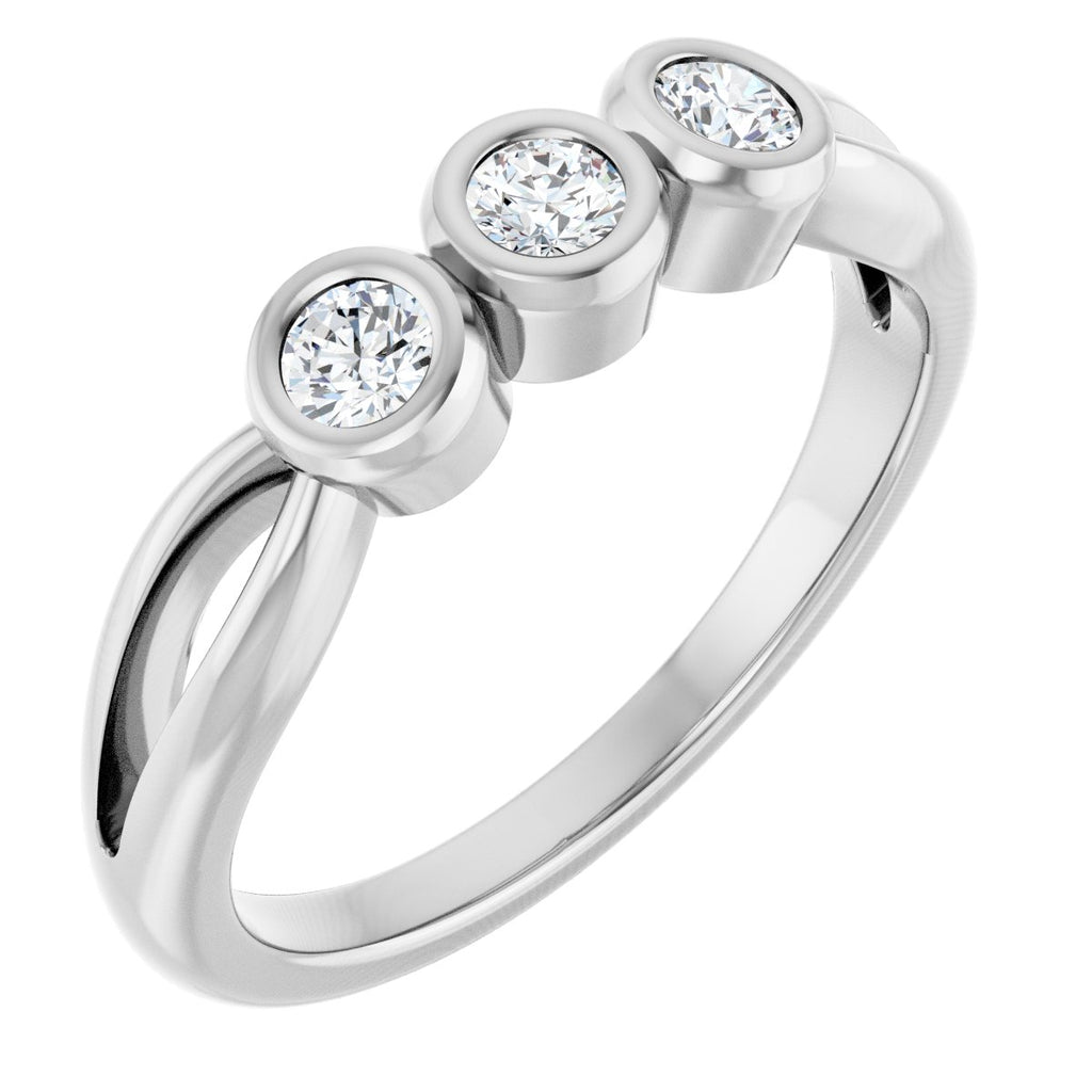 Bezel-Set Three-Stone Anniversary Band