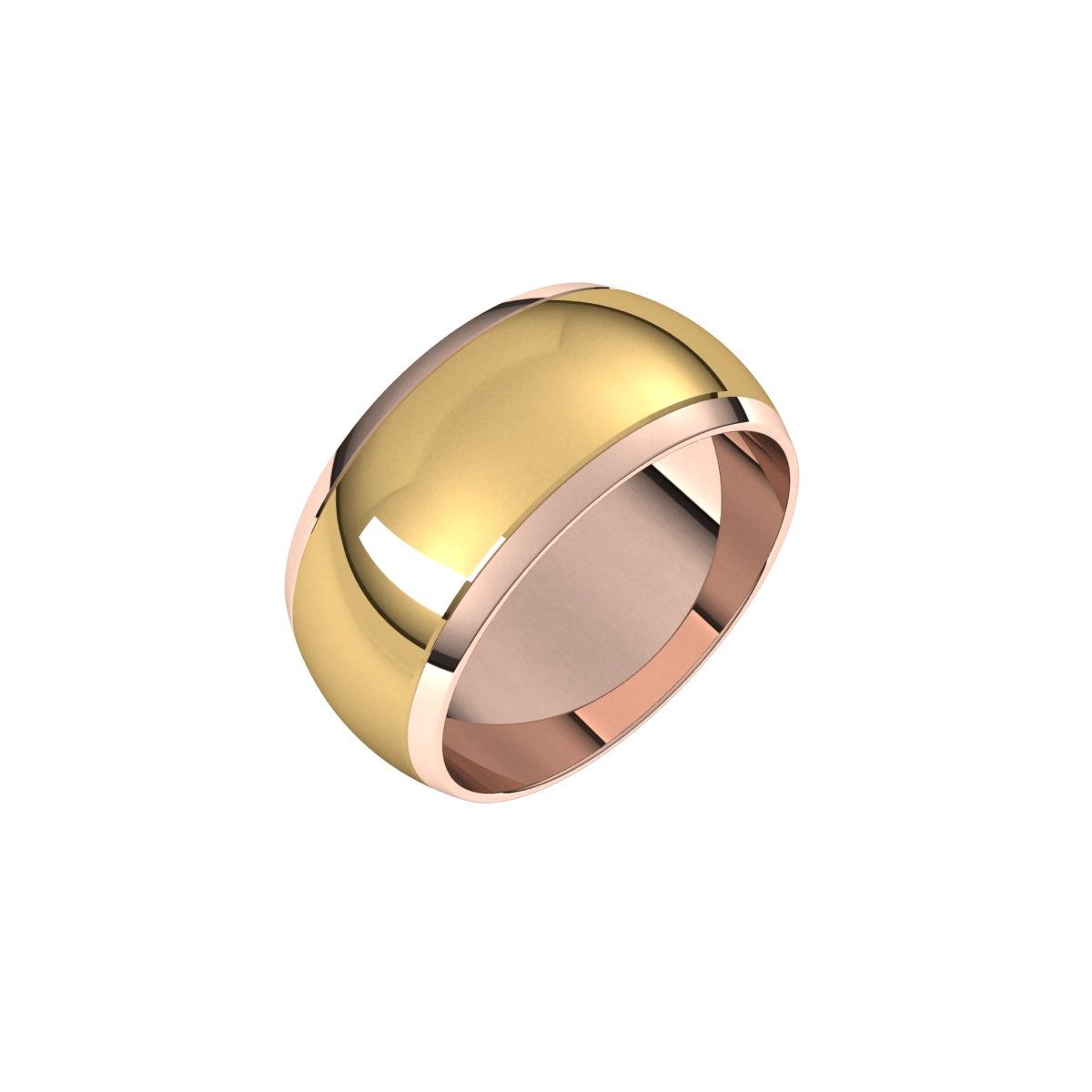 Stepped Beveled-Edge Inlay Half Round Band