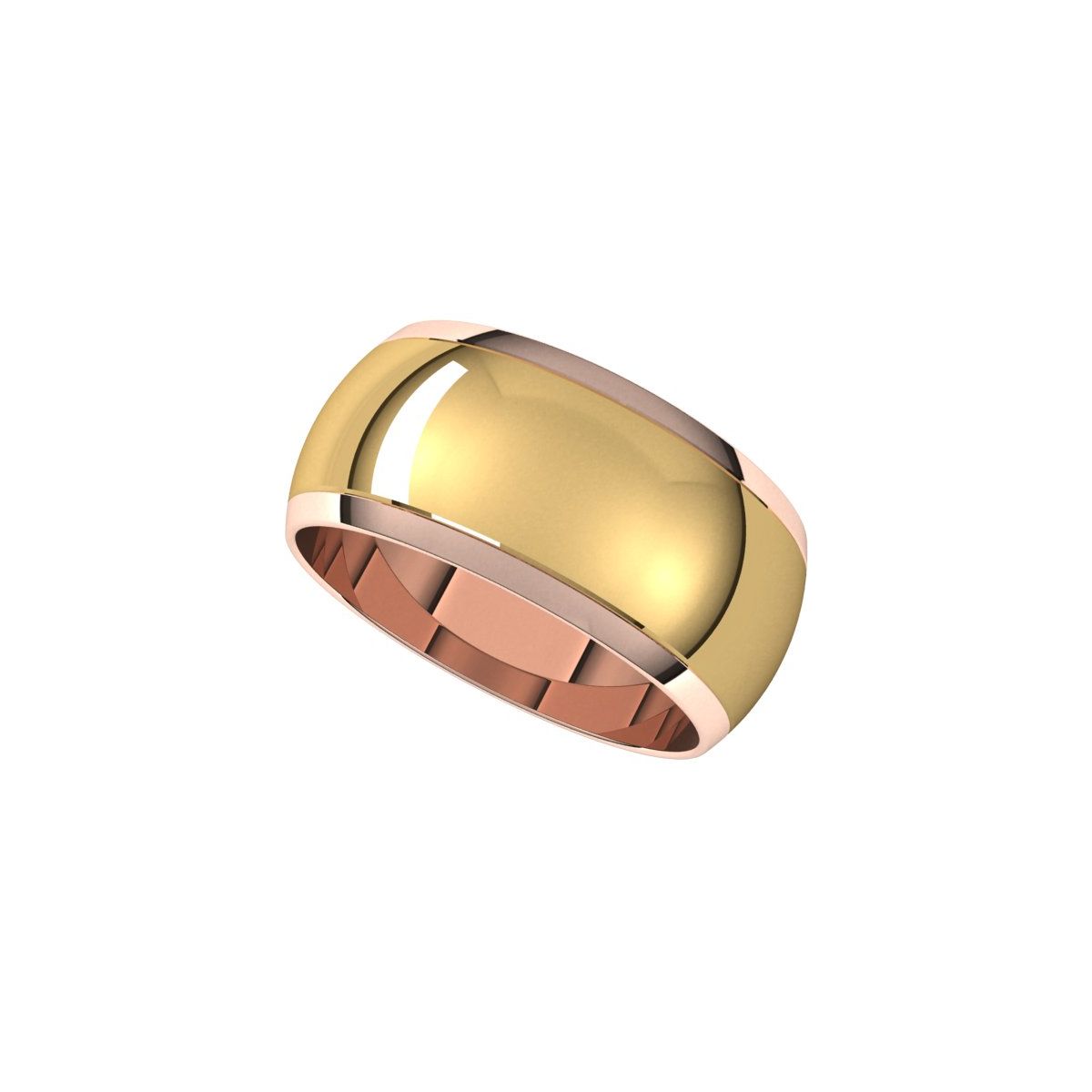 Stepped Beveled-Edge Inlay Half Round Band