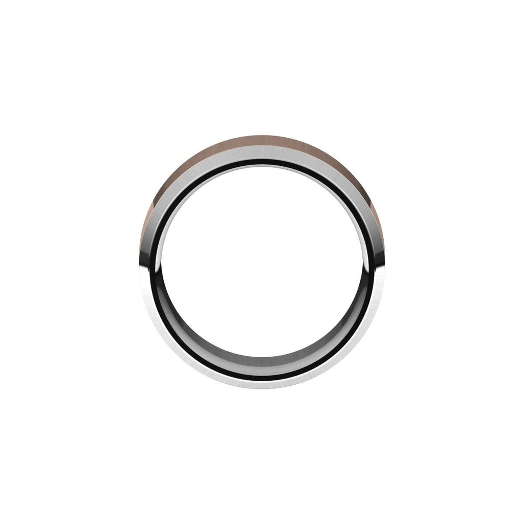 Stepped Beveled-Edge Inlay Comfort-Fit Flat Band