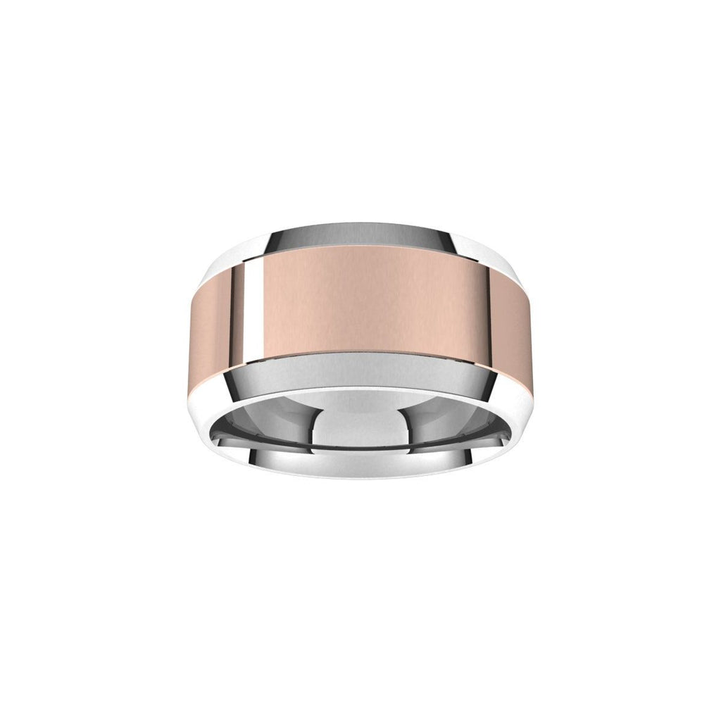 Stepped Beveled-Edge Inlay Comfort-Fit Flat Band