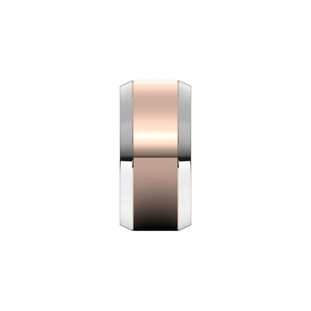 Stepped Beveled-Edge Inlay Comfort-Fit Flat Band