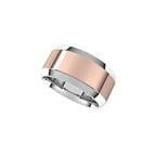 Stepped Beveled-Edge Inlay Comfort-Fit Flat Band