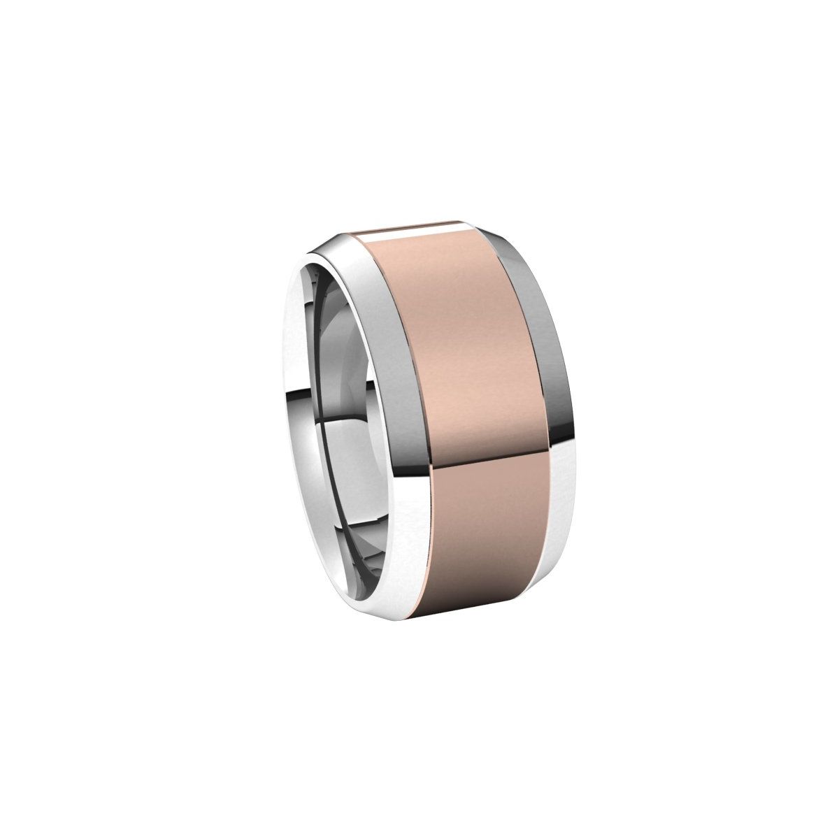 Stepped Beveled-Edge Inlay Comfort-Fit Flat Band