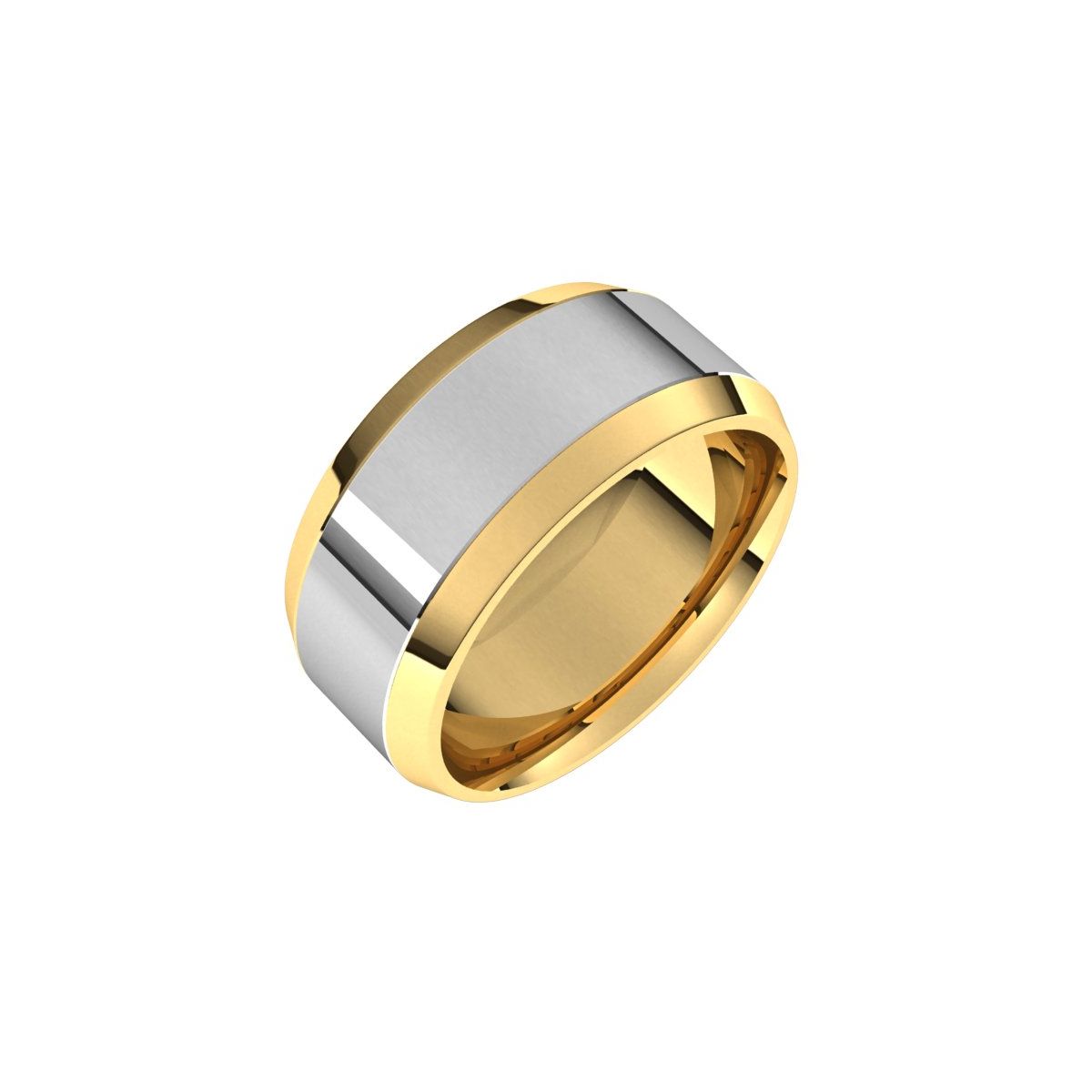 Stepped Beveled-Edge Inlay Comfort-Fit Flat Band