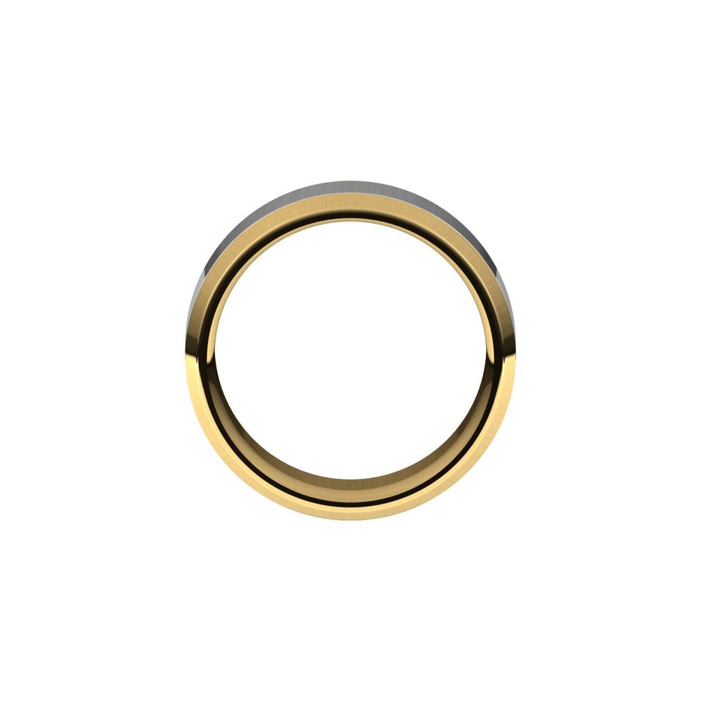 Stepped Beveled-Edge Inlay Comfort-Fit Flat Band