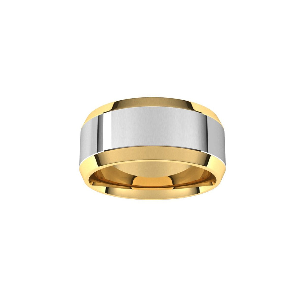Stepped Beveled-Edge Inlay Comfort-Fit Flat Band