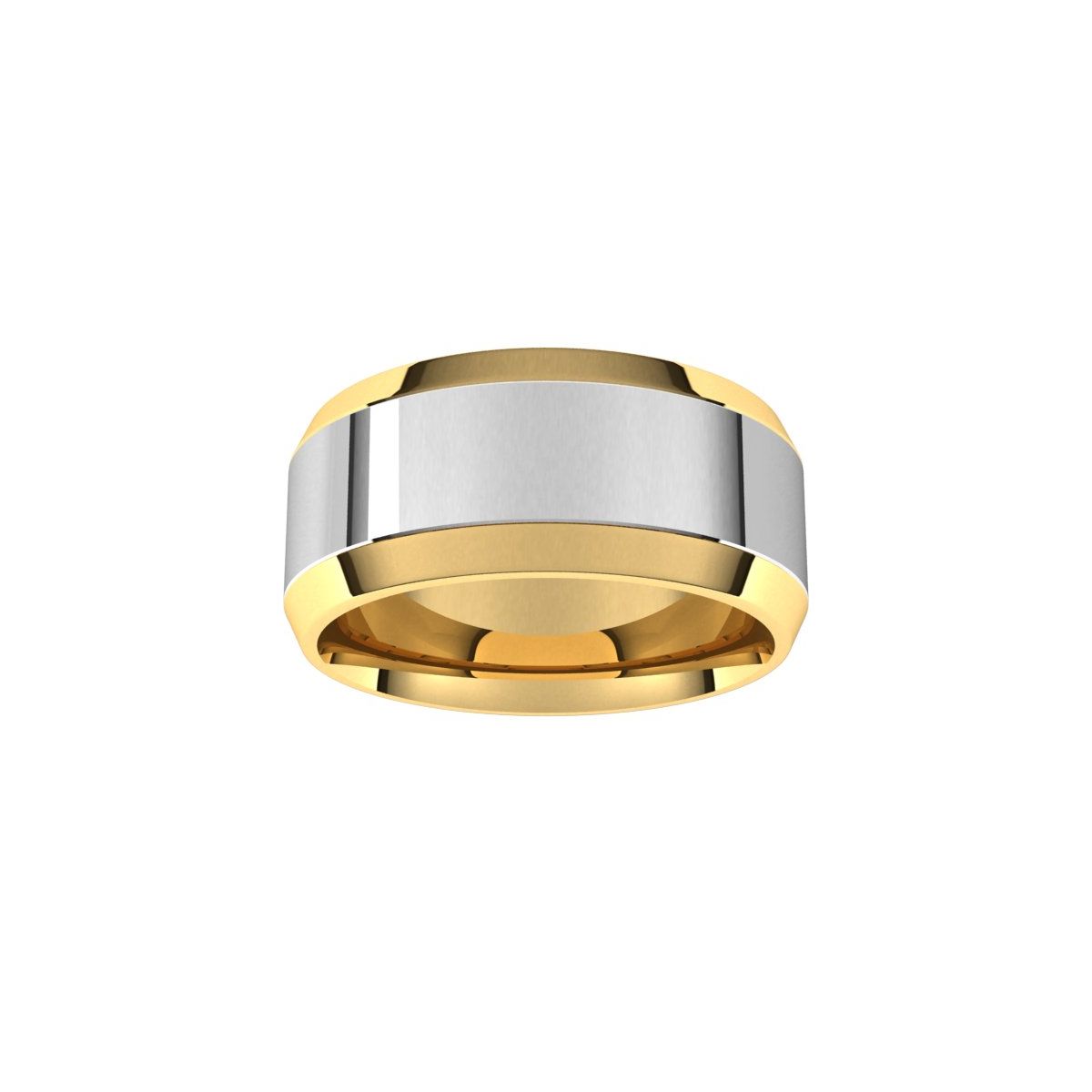 Stepped Beveled-Edge Inlay Comfort-Fit Flat Band