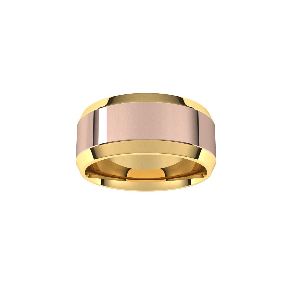 Stepped Beveled-Edge Inlay Comfort-Fit Flat Band