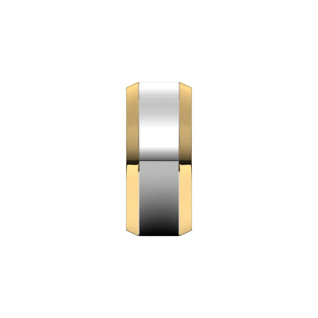 Stepped Beveled-Edge Inlay Comfort-Fit Flat Band