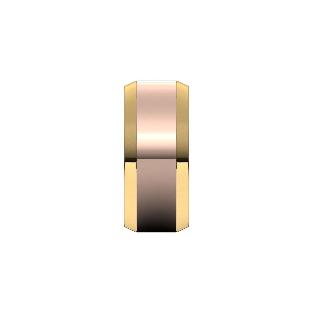 Stepped Beveled-Edge Inlay Comfort-Fit Flat Band