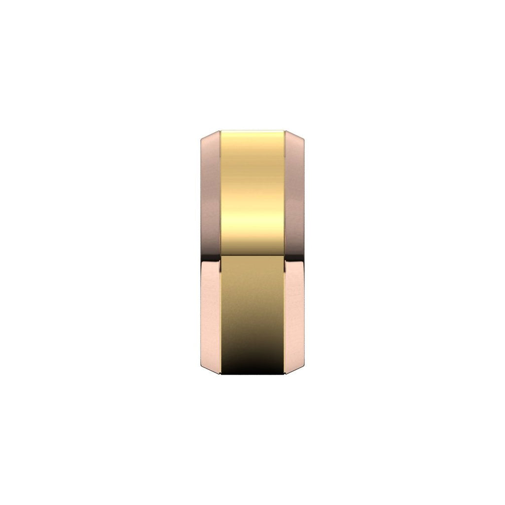 Stepped Beveled-Edge Inlay Comfort-Fit Flat Band