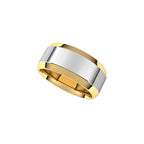 Stepped Beveled-Edge Inlay Comfort-Fit Flat Band