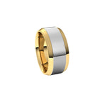 Stepped Beveled-Edge Inlay Comfort-Fit Flat Band