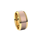 Stepped Beveled-Edge Inlay Comfort-Fit Flat Band