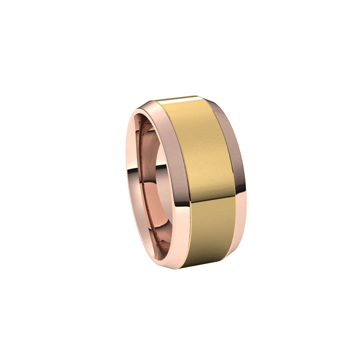 Stepped Beveled-Edge Inlay Comfort-Fit Flat Band