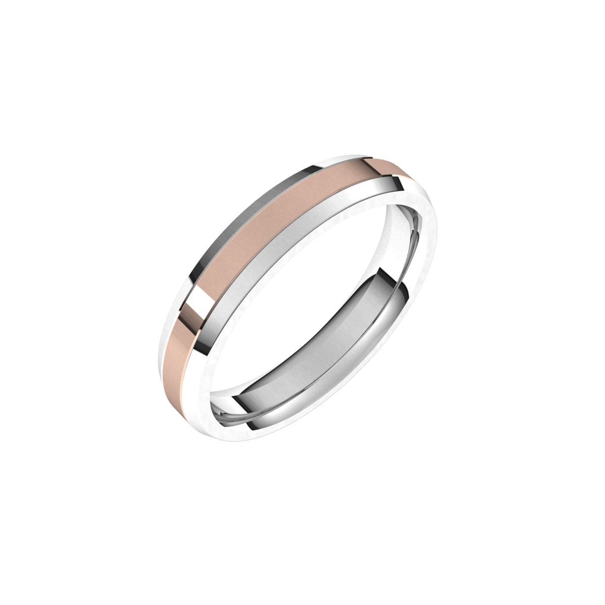 Stepped Beveled-Edge Inlay Comfort-Fit Flat Band
