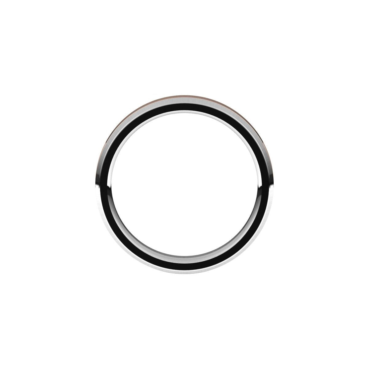 Stepped Beveled-Edge Inlay Comfort-Fit Flat Band