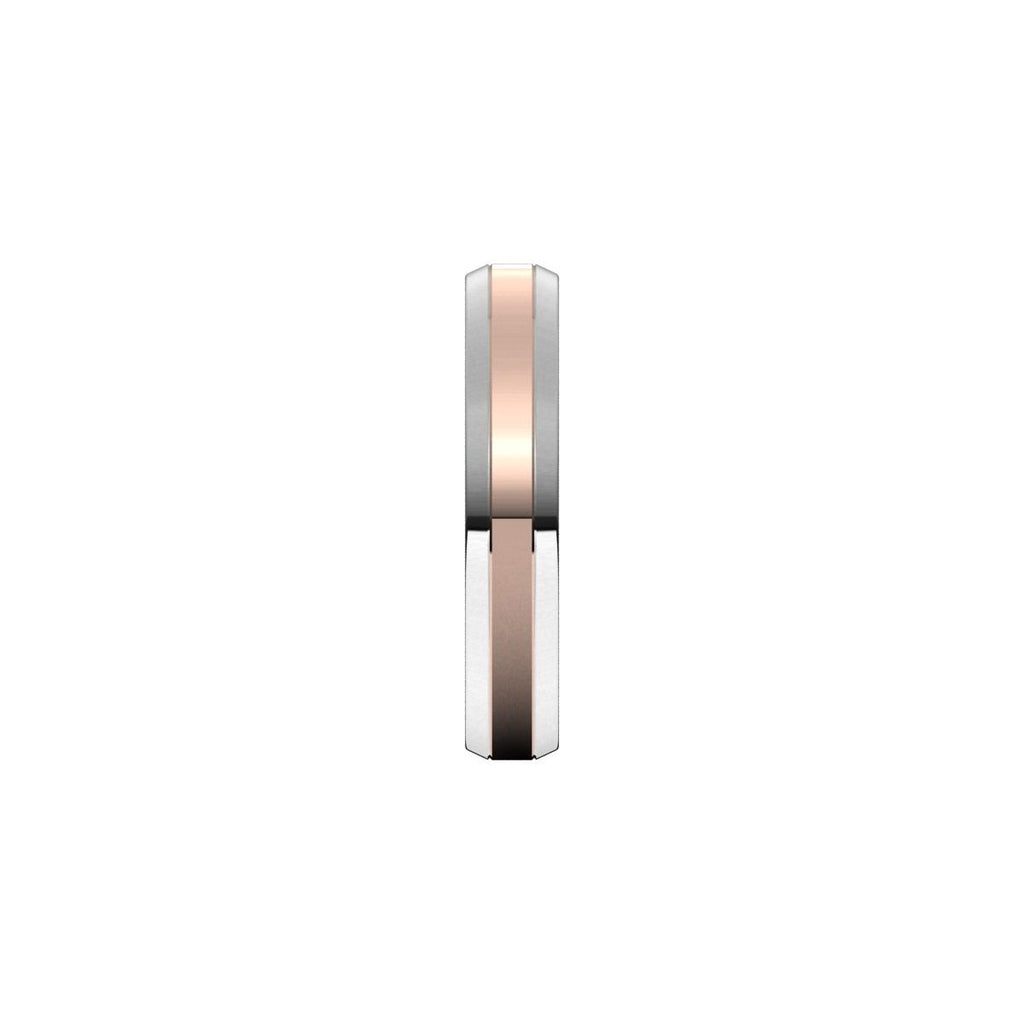 Stepped Beveled-Edge Inlay Comfort-Fit Flat Band