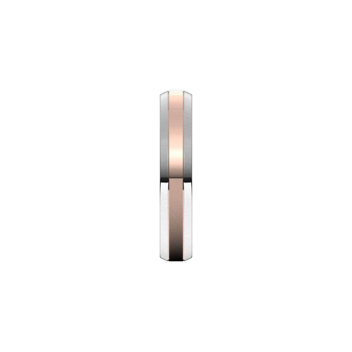 Stepped Beveled-Edge Inlay Comfort-Fit Flat Band