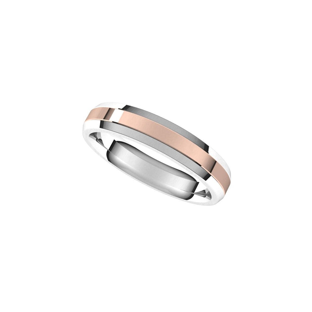 Stepped Beveled-Edge Inlay Comfort-Fit Flat Band