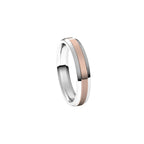 Stepped Beveled-Edge Inlay Comfort-Fit Flat Band