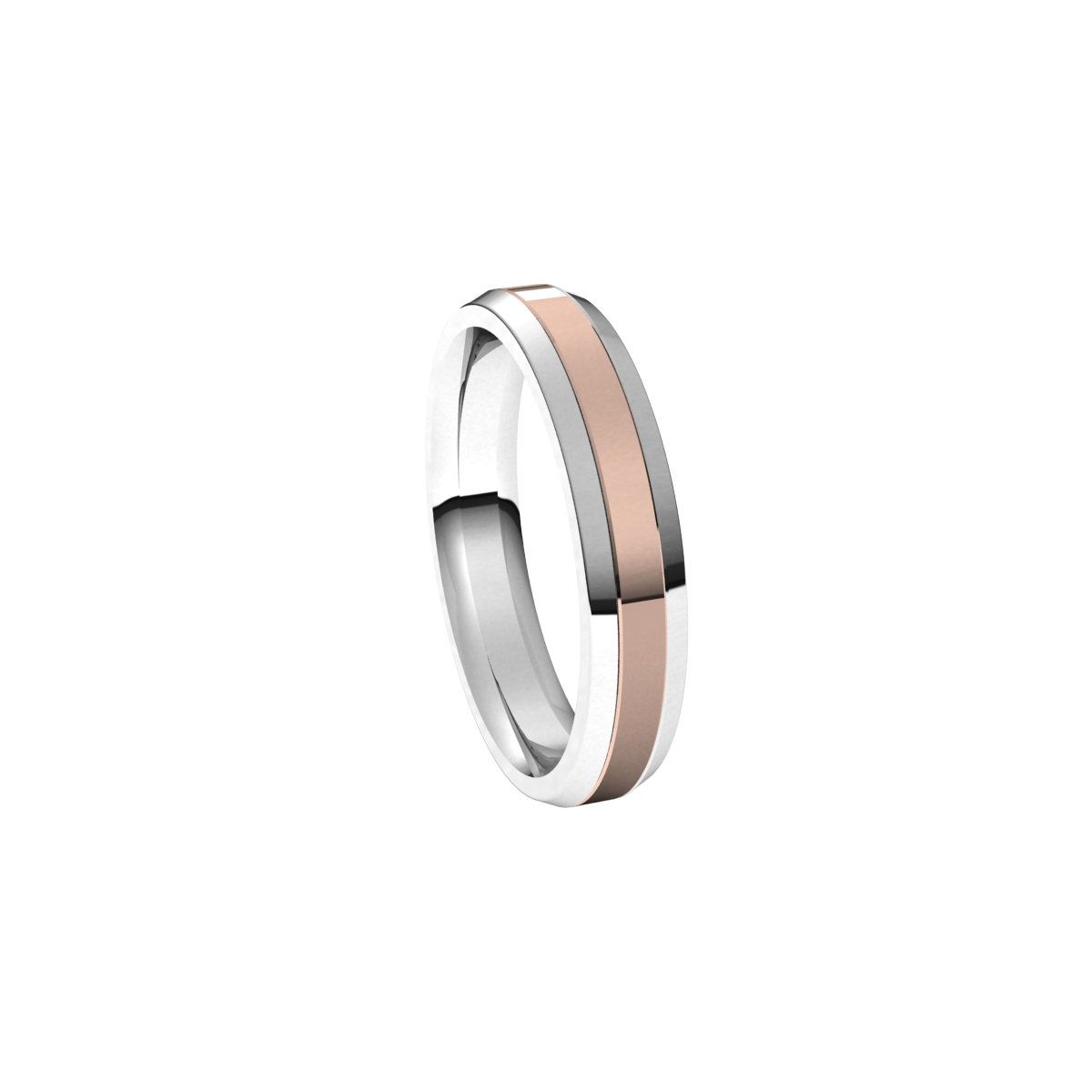 Stepped Beveled-Edge Inlay Comfort-Fit Flat Band