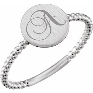 Be Posh® Engravable Beaded Signet Ring