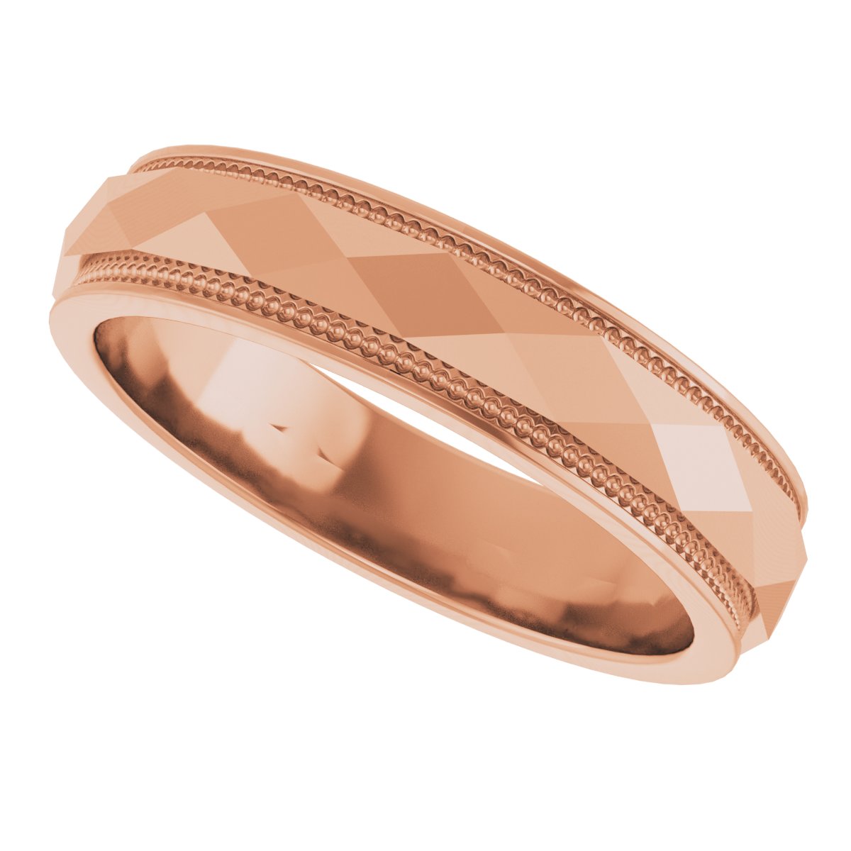 Milgrain Stepped-Edge Geometric Faceted Band