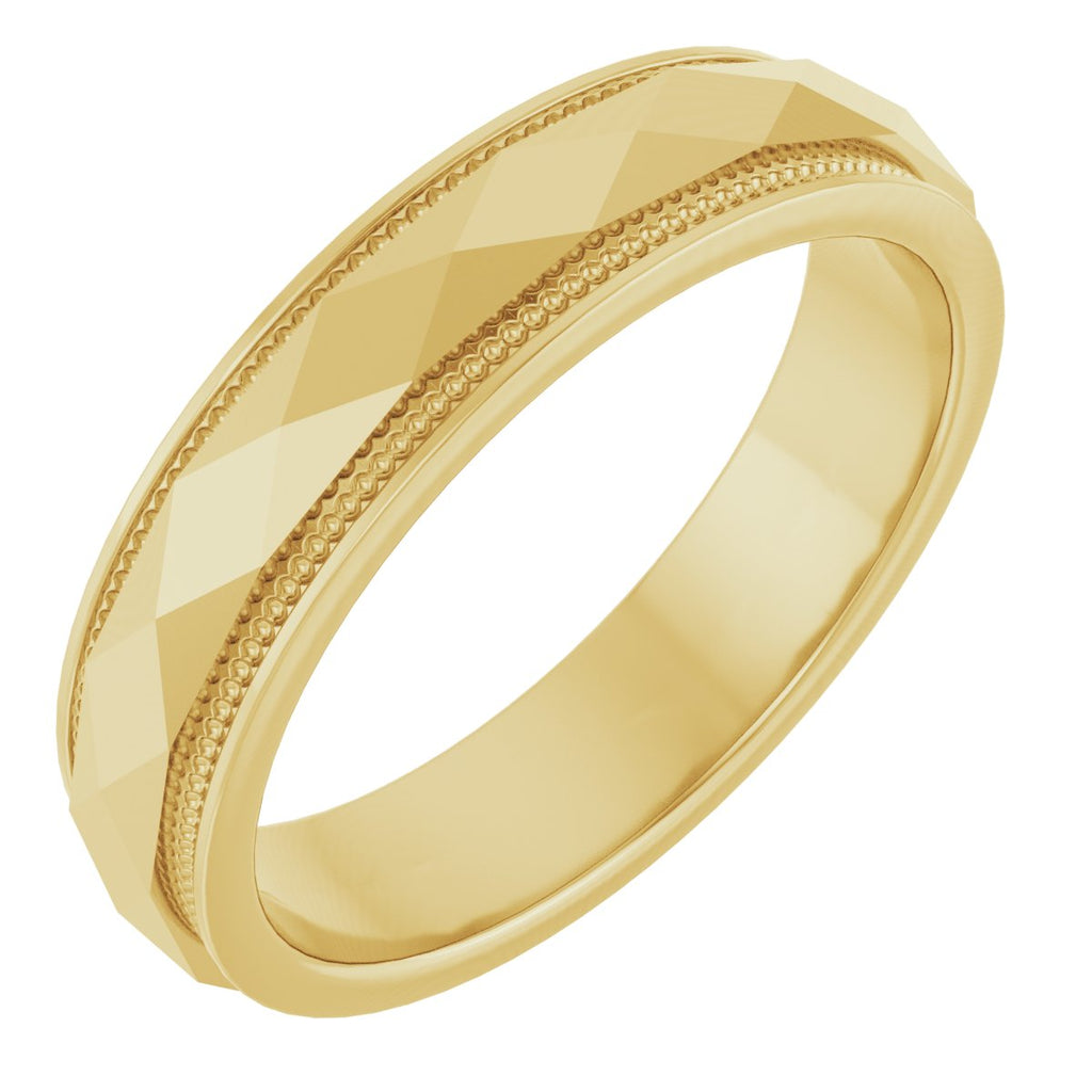 Milgrain Stepped-Edge Geometric Faceted Band