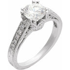 Twin-Prong Hand-Engraved Hand-Applied Milgrain Engagement Ring