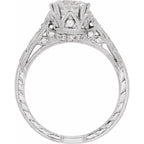 Twin-Prong Hand-Engraved Hand-Applied Milgrain Engagement Ring