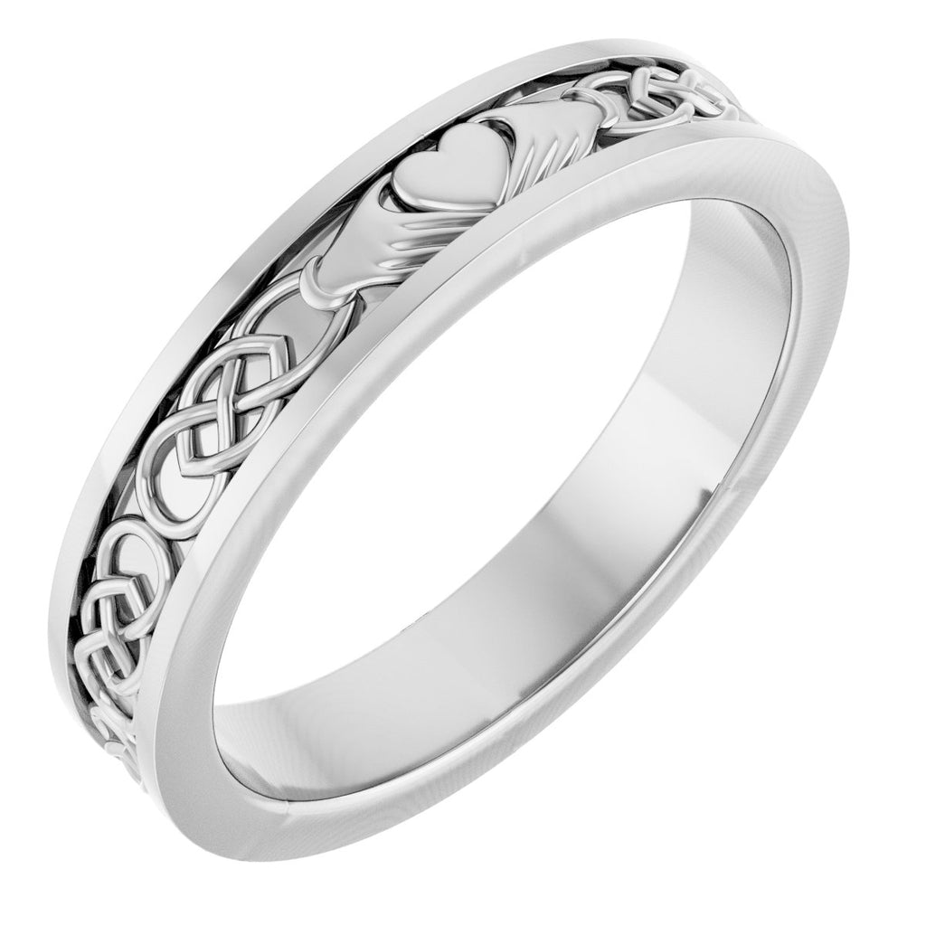 Claddagh Flat Band with Bead Blast Finish