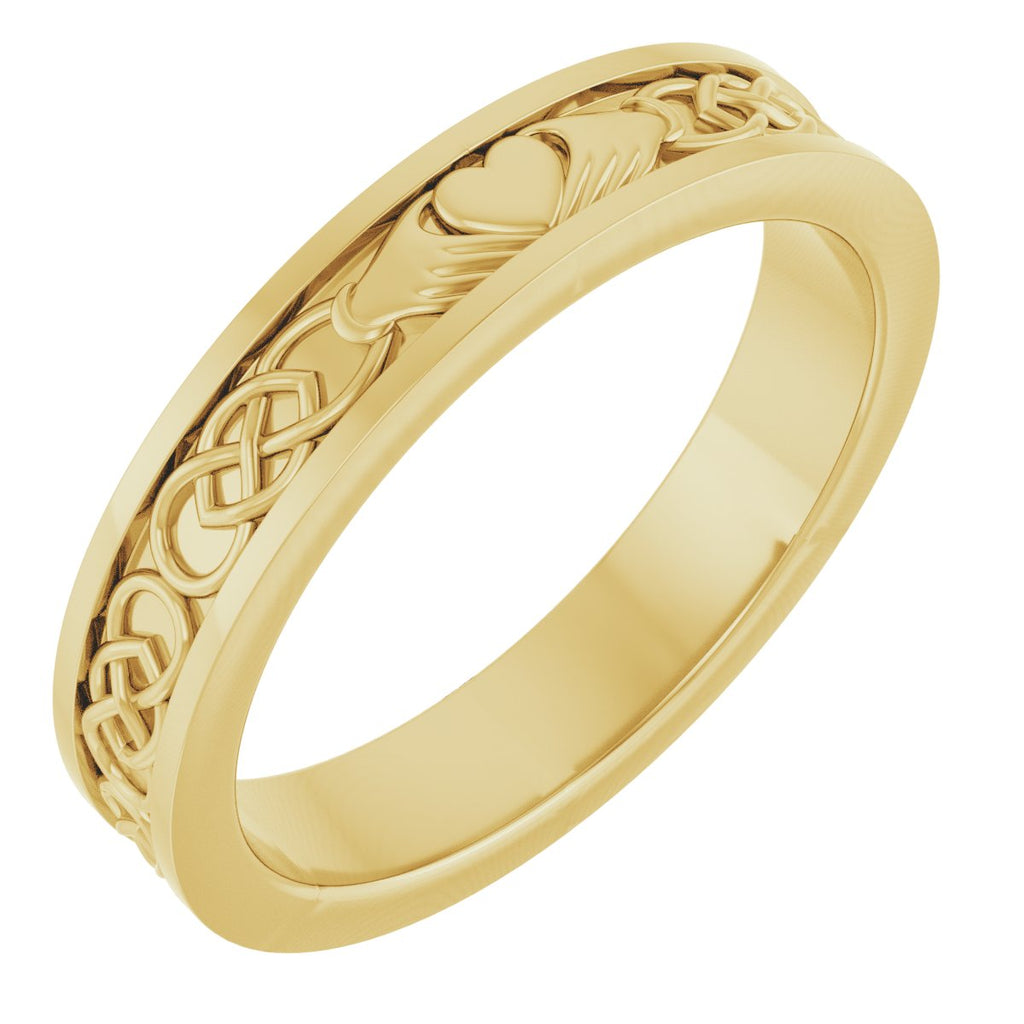 Claddagh Flat Band with Bead Blast Finish